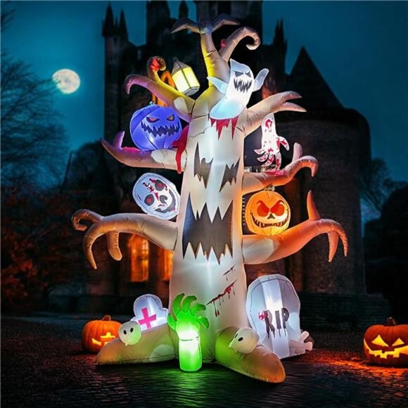 New 8FT Halloween Inflatable Spooky Tree Decoration, Blow Up Outdoor Decor - Picture 5 of 7